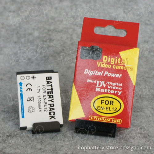 For Nikon EN-EL12 digital camera battery pack, 3.7V 1300mAh,18 months warranty